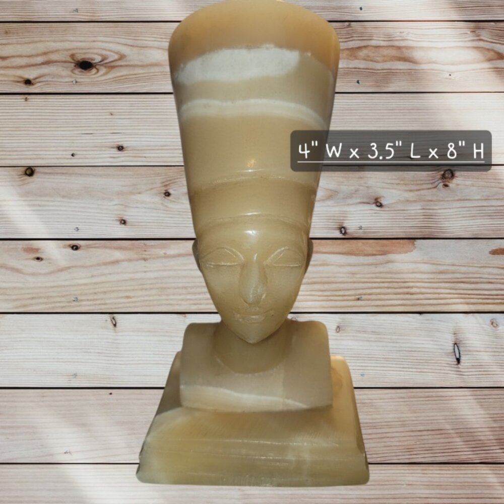 1970s - Vintage Egyptian NEFERTITI Alabaster Marble Lamp Nightlight Accent Light